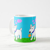 Tasse mignonne de fleur du chien W de bull-terrier (Devant gauche)