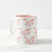 Tasse mignonne de licornes de rose de bande (Devant gauche)