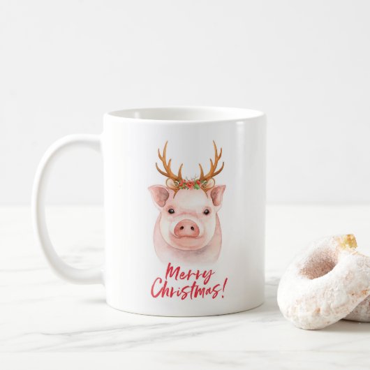 Tasse mignonne de Noël de porc (Avec donut)
