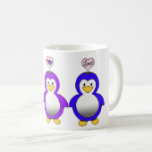 Tasse mignonne de pingouins d'amour de Bi de (Devant droit)