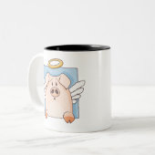 Tasse mignonne de porc d'ange de bande dessinée (Devant gauche)