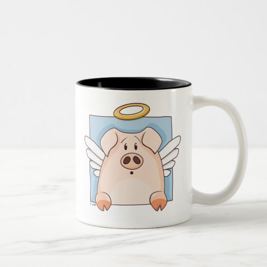 Tasse mignonne de porc d'ange de bande dessinée (Droit)