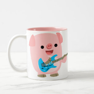Tasse mignonne de porc de bande dessinée de Rockin