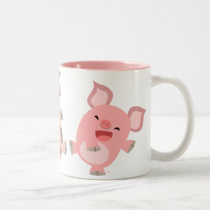 Tasse mignonne de porcs de bande dessinée de danse