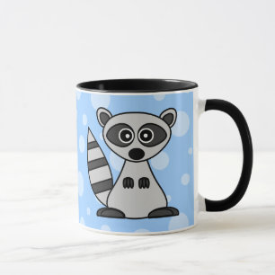 Tasse mignonne de raton laveur de bande dessinée