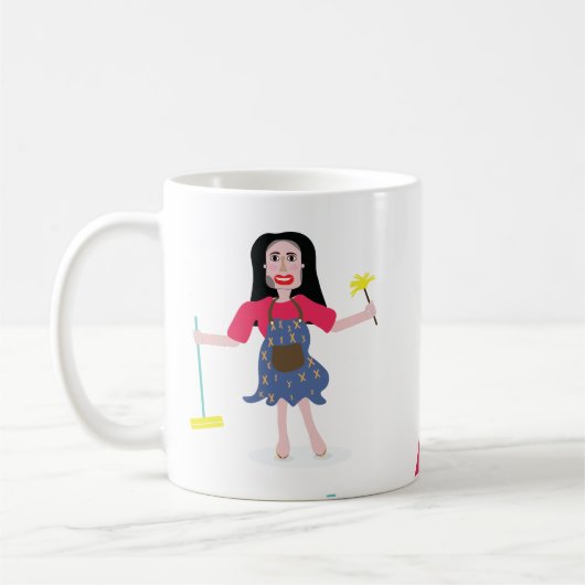 tasse mignonne de visage de femme de ménage de (Gauche)