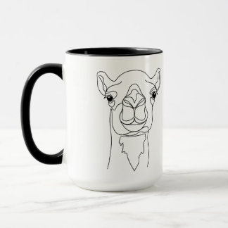 Tasse minimaliste à une ligne avec visage de chame