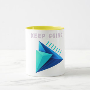 Tasse moderne bicolore géométrique 3D Keep Going