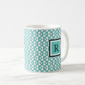 Tasse moderne de motif de cercles de turquoise (Devant droit)