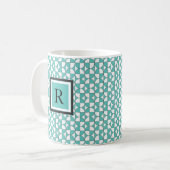 Tasse moderne de motif de cercles de turquoise (Devant gauche)