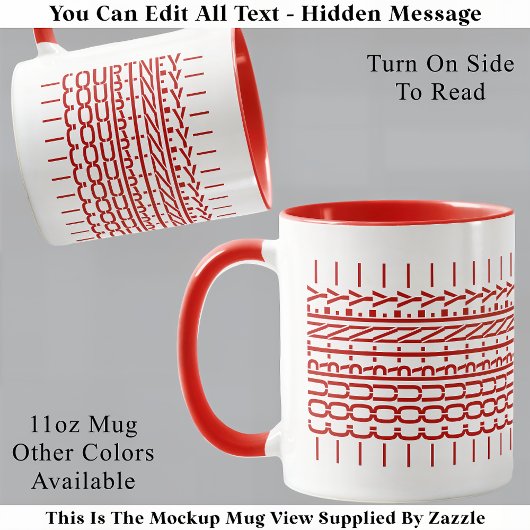 Tasse Moderne Message Caché Nom Rouge Tendance 121