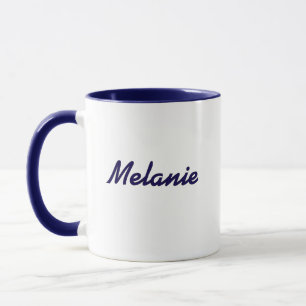 Tasse moderne minimaliste Navy blanc avec monogram