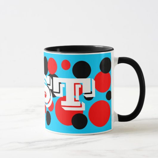 Tasse Monogramme à Points Bulles Noirs et Rouges (Droite)