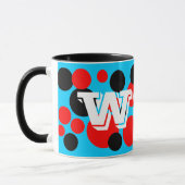 Tasse Monogramme à Points Bulles Noirs et Rouges (Gauche)