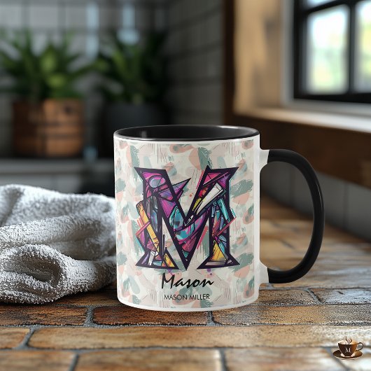 Tasse Monogramme Abstrait Gras - M pour Mason