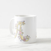 Tasse monogramme décoratif A cœurs et fleurs (Devant gauche)