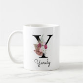 Tasse Monogramme Fleur Rose W Café Y (Gauche)