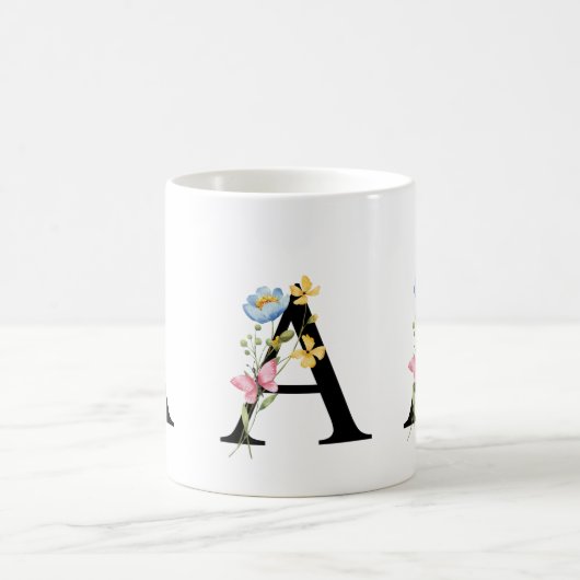 Tasse Monogramme Initial Floral A (Centre)