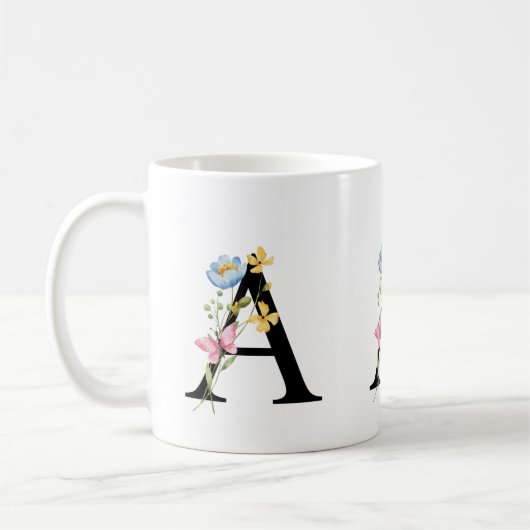 Tasse Monogramme Initial Floral A (Gauche)