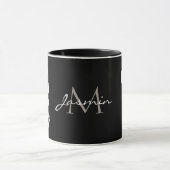 Tasse Monogramme Orchidée Noir et Blanc Moderne (Centre)
