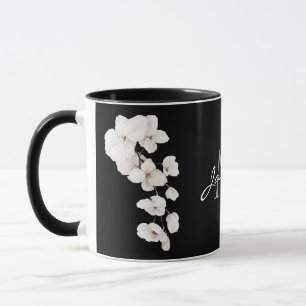 Tasse Monogramme Orchidée Noir et Blanc Moderne