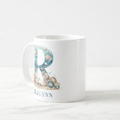 Tasse Monogramme Personnalisé R Initiale de la Côt (Devant gauche)