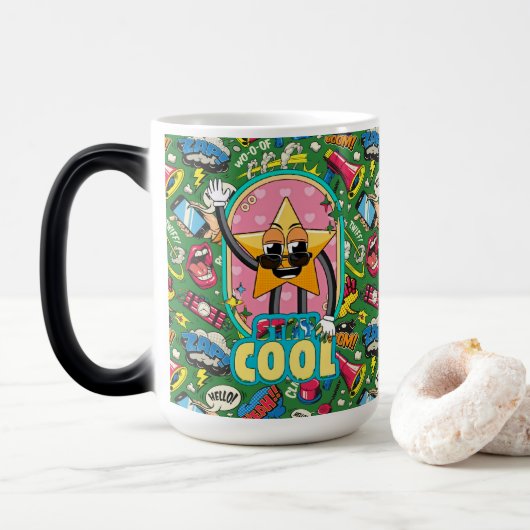Tasse Morphing Art Pop Rétro "Restez Cool" (Avec donut)