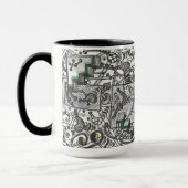 tasse motif carrelée noir et blanc (Gauche)