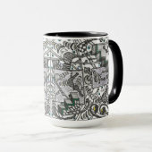 tasse motif carrelée noir et blanc (Devant droit)