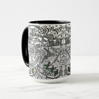 tasse motif carrelée noir et blanc