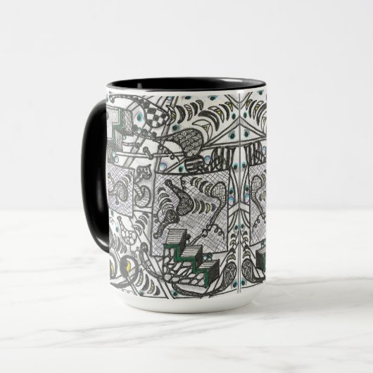 tasse motif carrelée noir et blanc (Devant gauche)