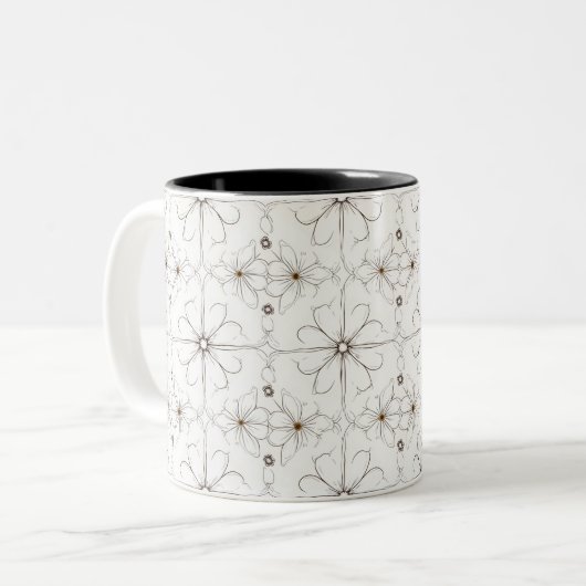 Tasse motif de fleur de dessin moderne (Devant gauche)