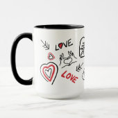 Tasse motifs graffitis cœurs love (Gauche)