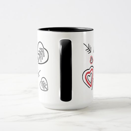 Tasse motifs graffitis cœurs love (Poignée)