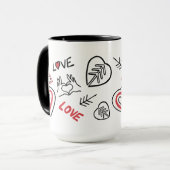 Tasse motifs graffitis cœurs love (Devant gauche)