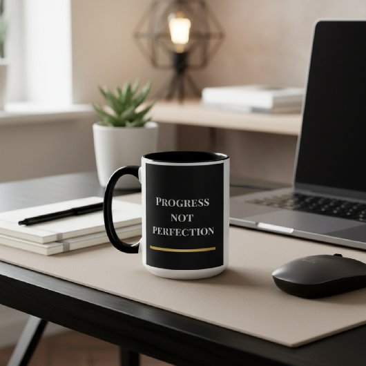 Tasse Motivante Moderne Noir & Blanc 