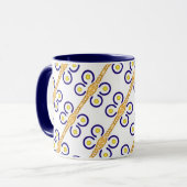 Tasse MUG 11 oz avec superbe design bleu et jaune (Devant gauche)