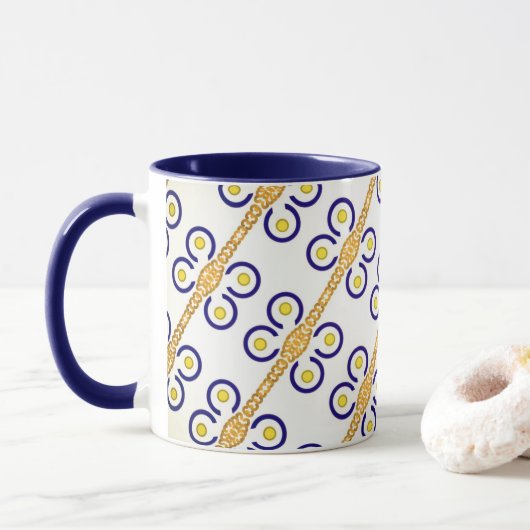 Tasse MUG 11 oz avec superbe design bleu et jaune (Avec donut)