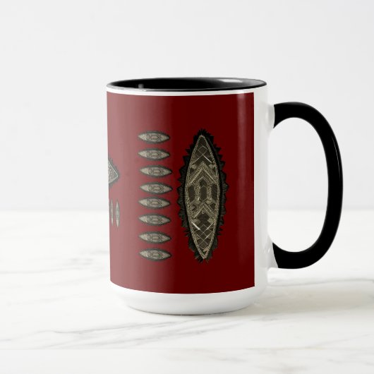 Tasse, mug African style, motifs sur fond rouge (Droite)