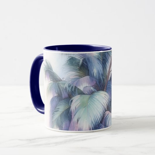 Tasse Mug Art Feuilles De Palmier Gros Plan (Devant gauche)