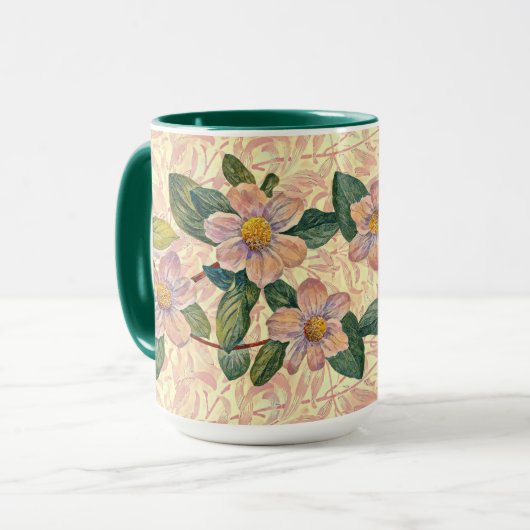 Tasse Mug Art Fleurs Rose Vintage (Devant gauche)