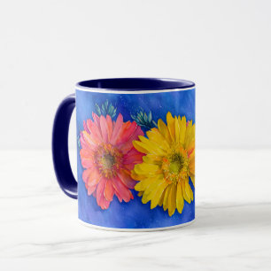 Tasse Mug artistique à trois fleurs de marguerite