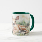 Tasse Mug Cerf Sauvage au Repos dans un Pré d'Art (Devant droit)