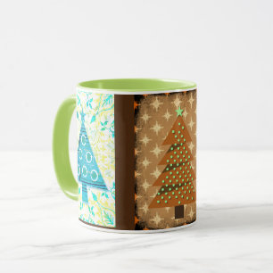 Tasse Mug d'art d'arbres de Noël à l'aspect rétro