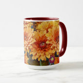 Tasse Mug Fleur de Chrysanthème Orange (Devant droit)
