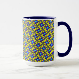 Tasse MUG Jimette Design bleu jaune gris