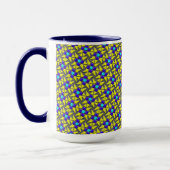 Tasse MUG Jimette Design bleu jaune gris (Gauche)