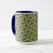 Tasse MUG Jimette Design bleu jaune gris (Devant gauche)