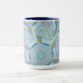 Tasse MUG Jimette Design bleu jaune gris (Centre)