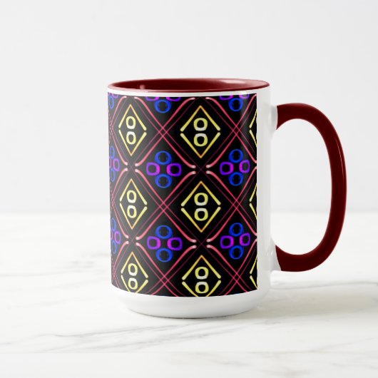 Tasse MUG Jimette Design bleu jaune rouge (Droite)